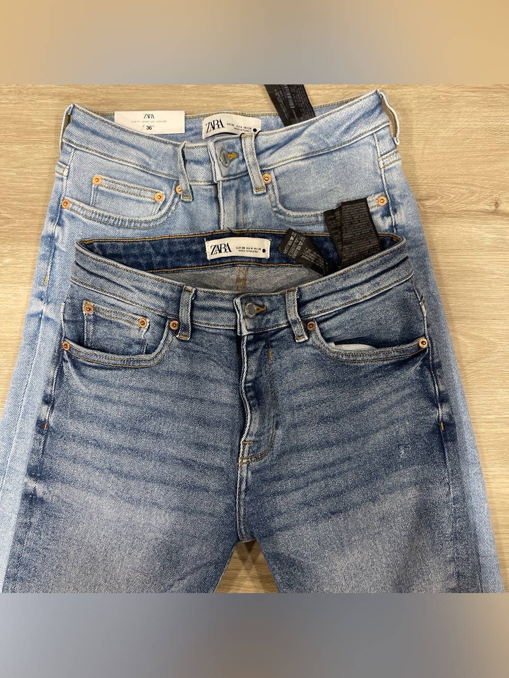 ZARA Women’s Jeans Lot 2 Size 4 EU 36 High Rise Skinny Distressed Raw Hem